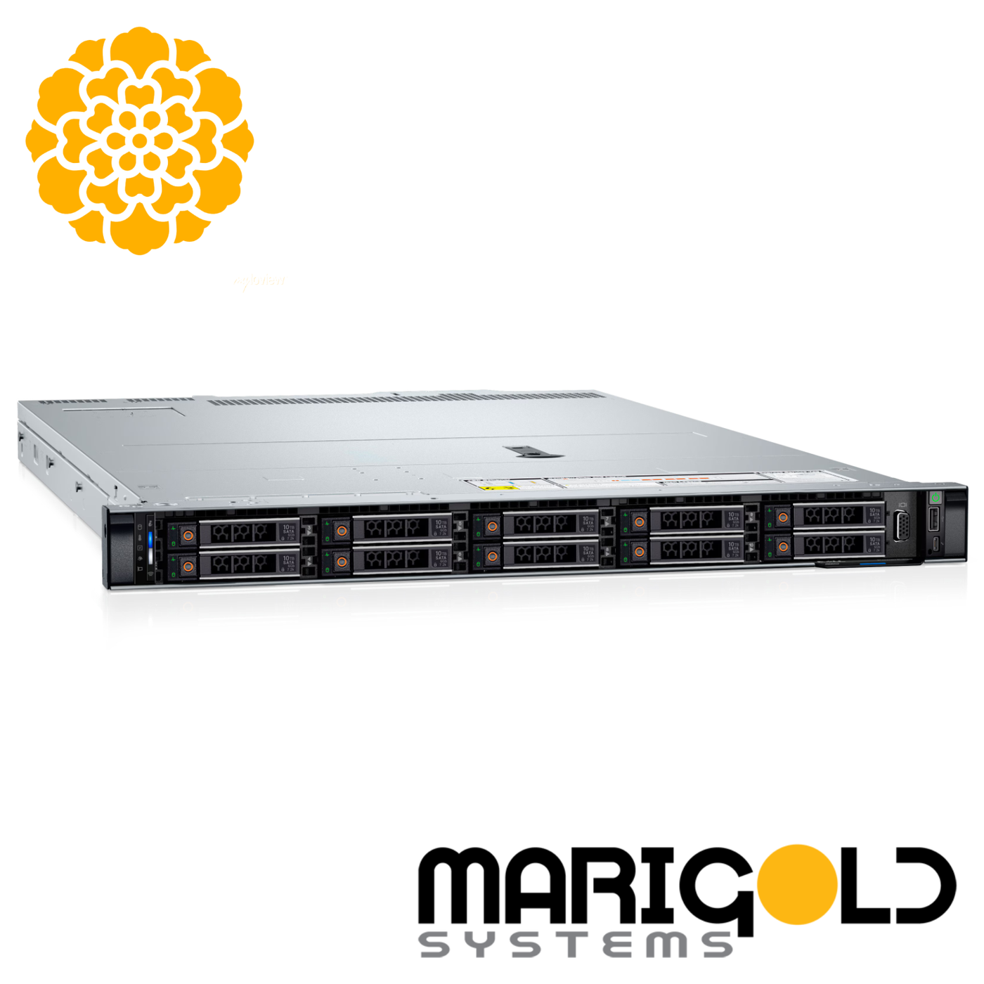 Dell PowerEdge R660xs - 2x Intel Xeon Silver 4514Y 2.00Ghz 16C/32T • 256GB • 2x 480GB M.2 NVMe SSD • 8x 960GB U.2 NVMe SSD • PERC H965i